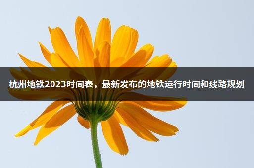 杭州地铁2023时间表，最新发布的地铁运行时间和线路规划-1